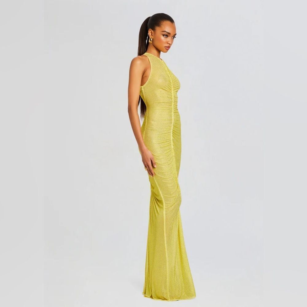 Retrofete Marsann yellow crystal rhinestone dress size small - Picture 13 of 13